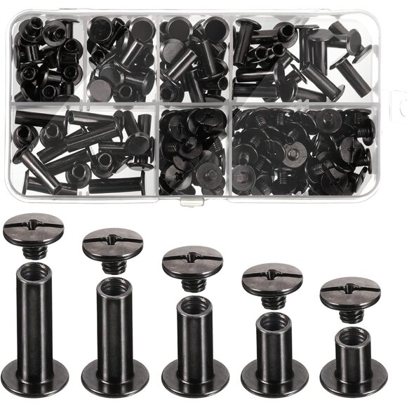 Other - 80 Sets Chicago Screw Leather Rivets Assorted Kit Chicago Binding Screws 5 Sizes
